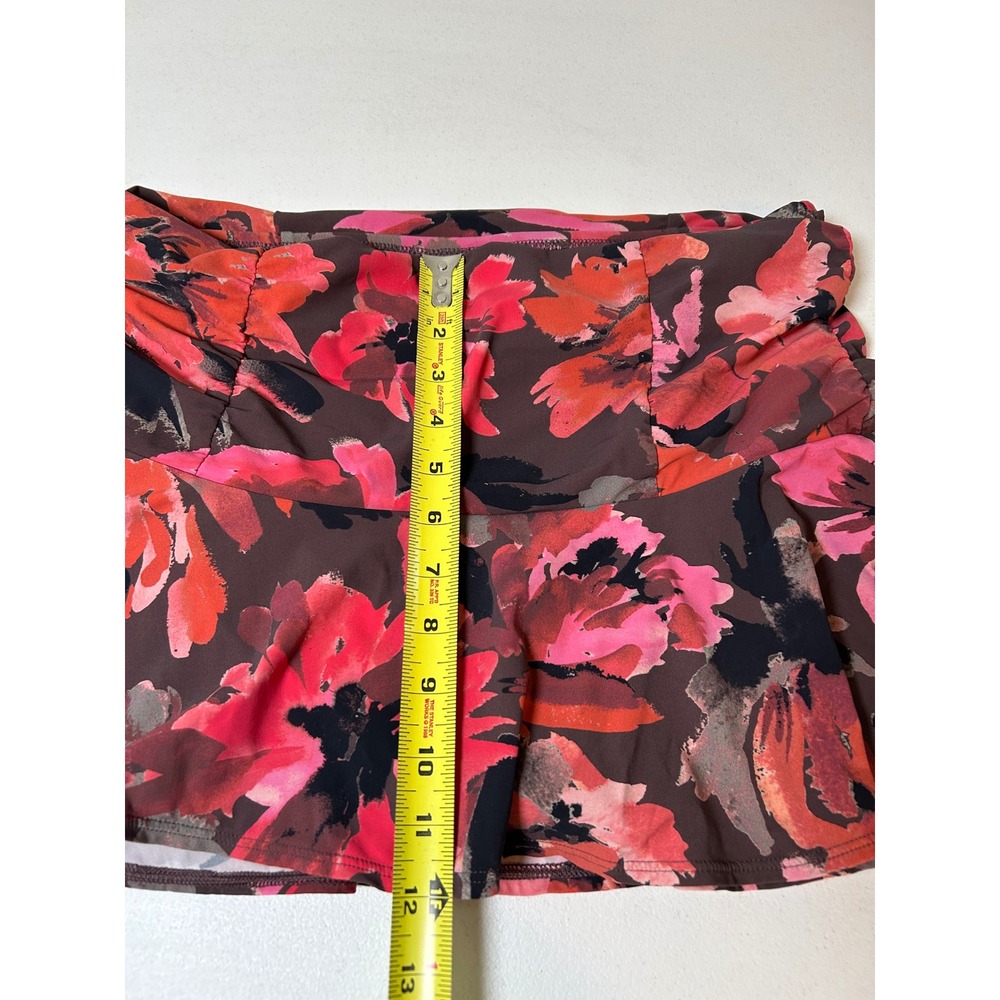 Lands' End Swim Skirt Women's 10 Brown Floral Ruffle Skirted Bottom Swimsuit - Picture 2 of 5
